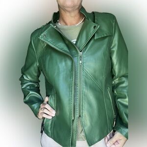 Chouyatou faux‎ leather green Women's Jacket size XL